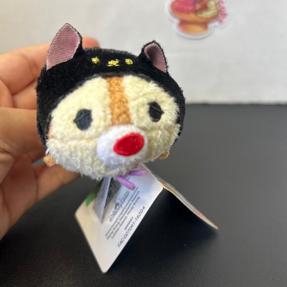 Disney Store Tsum Tsum Mini Plush 3.5" JAPAN Black Cat Dale Halloween Red Nose - Picture 5 of 10